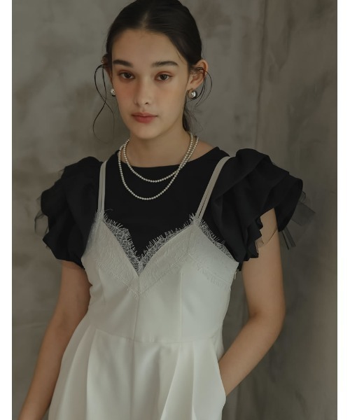 ブラウス シャツ 「2024 SUMMER COLLECTION」「MEISM by Re:EDIT」レイヤードフリルスリーブブラウス レディース 2024 SUMMER COLLECTION][MEISM by Re:EDIT]レイヤードフリル