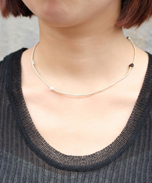 【安心発送】 sfy 天然石ビーズステーションネックレス/beads ネックレス アクセサリー