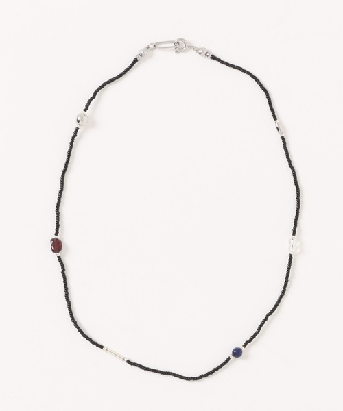 エッセンスシルバー(Y) MIX ビーズネックレス サンストーン NEW sfy ネックレス 天然石ビーズステーションネックレス/beads
