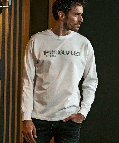 サークルロゴ長袖Tシャツ/1piu1uguale3 relax 新品 1PIU1UGUALE3 RELAX ウノピュウノウグァーレトレ 長袖Tシャツ