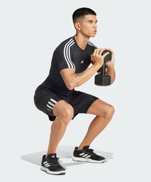 adidas Training 3ストライプ 半袖 Tシャツ 送関込 adidas tシャツ テックフィット コンプレッション トレーニング