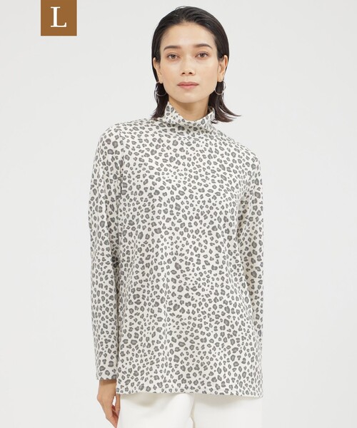tシャツ 「L」「カタログ掲載品」「ウォッシャブル」ミニパンサープリントタートルネックカットソー レディース