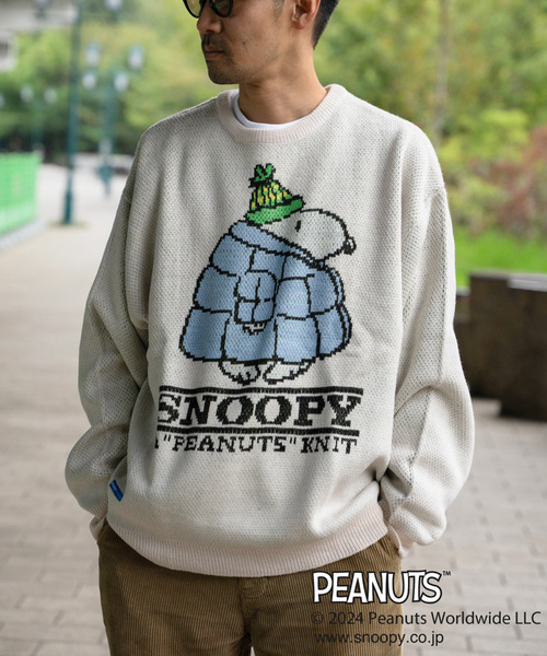 新品 タグ付き PEANUTS SNOOPY モヘアニット PEANUTS セーター ニット 「PEANUTS」スヌーピーニット メンズ