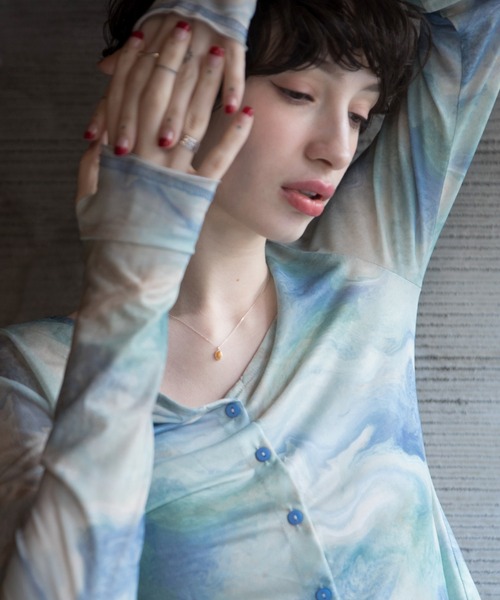 tシャツ シアーVネックトップス レディース tシャツ アート柄Vネックシアートップス レディース : ZOZOTOWN
