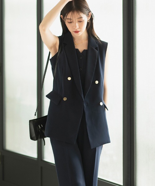 スーツ ベスト 「洗える/セットアップ対応」ダブルブレストジレ 単品