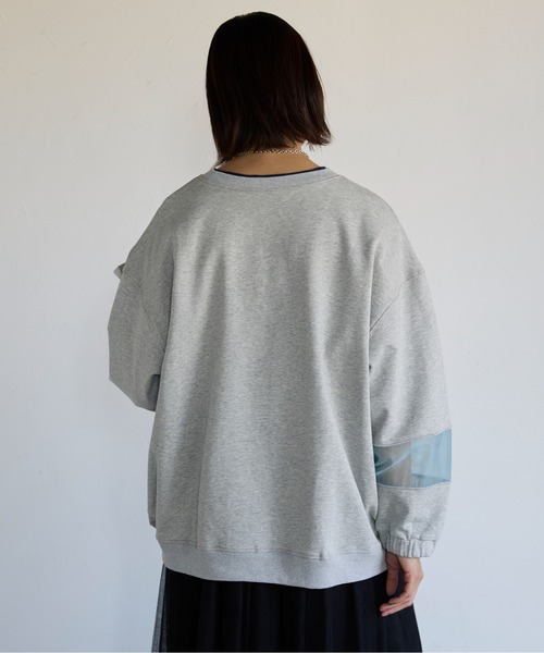 トレーナー スウェット Sweatshirt with Sheer Sleeve Details　袖シアーディティールスウェット レディース | SOTT | 05