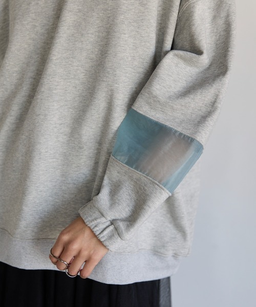 トレーナー スウェット Sweatshirt with Sheer Sleeve Details　袖シアーディティールスウェット レディース | SOTT | 11