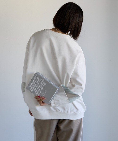 トレーナー スウェット Sweatshirt with Sheer Sleeve Details　袖シアーディティールスウェット レディース | SOTT | 13