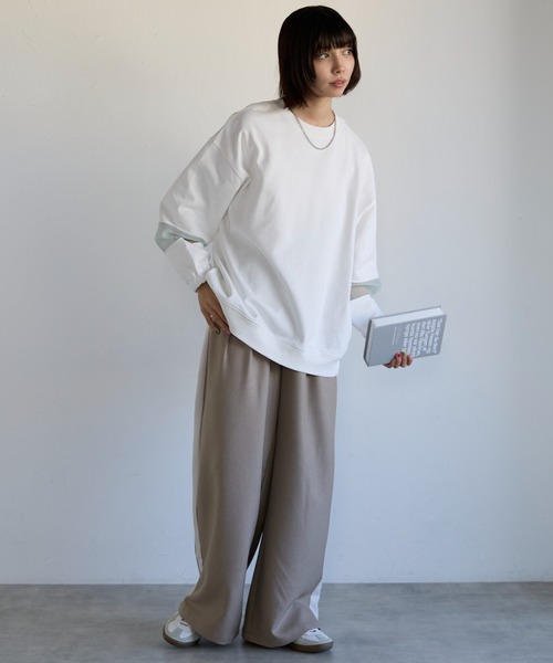トレーナー スウェット Sweatshirt with Sheer Sleeve Details　袖シアーディティールスウェット レディース | SOTT | 16