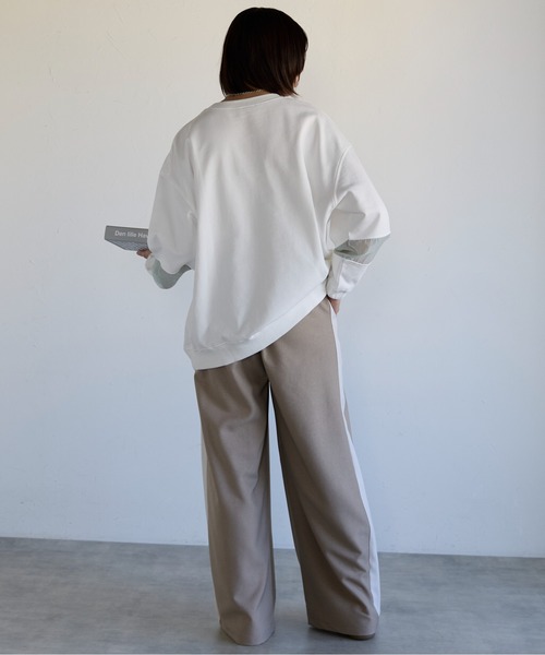 トレーナー スウェット Sweatshirt with Sheer Sleeve Details　袖シアーディティールスウェット レディース | SOTT | 17