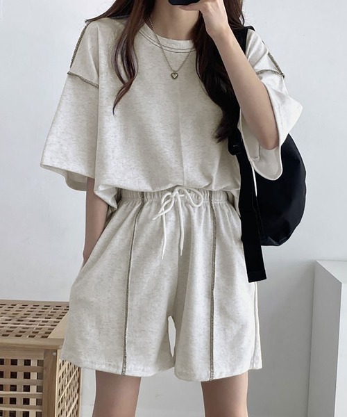 pluti_セットアップパジャマ セール】ジェンダーレスパイルパジャマセットアップ Cotton入り