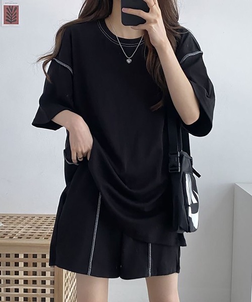 Asterellivi パジャマ ルームウェア ゆるっと可愛い ステッチ