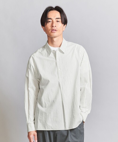 2024ss H BEAUTY&YOUTHコットンタイプライターシャツ ホワイト H beauty&youth】コットンタイプライター半袖シャツ ホワイト L