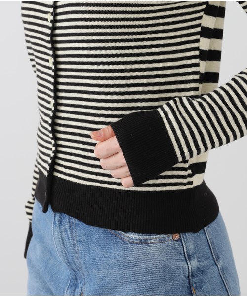 カーディガン 「GREEN BUTTER/グリーンバター」Washable Stripe Cotton CD：カーディガン レディース GREEN BUTTER カーディガン 「GREEN BUTTER/グリーンバター