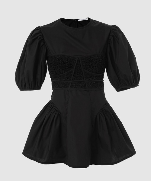 ブラウス シャツ BUSTIER TOP WITH PUFF SLEEVES AND PANELLED PEPLUM レディース