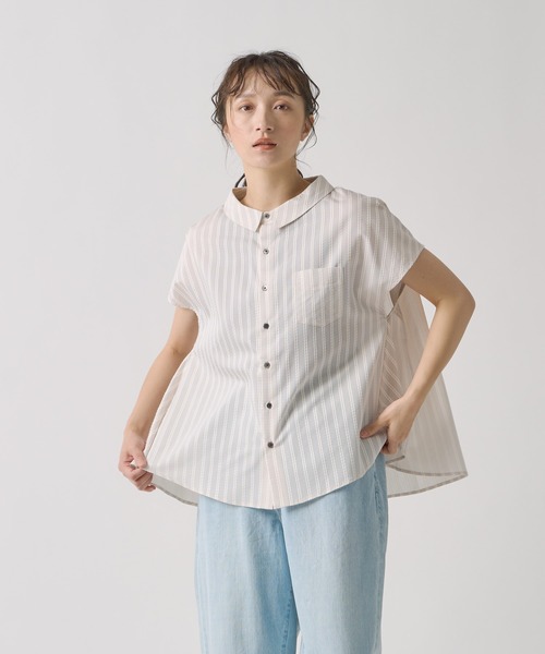 KELEN (ケレン) | BACK FLARED BLOUSE "FLANN FRENCH" (black stripe) | バックフレアブラウス ストライプ KELEN (ケレン) | BACK FLARED BLOUSE 