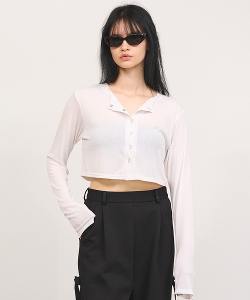 tシャツ 「Nora Lily」「elle」Design Cut L/S Cardigan レディース