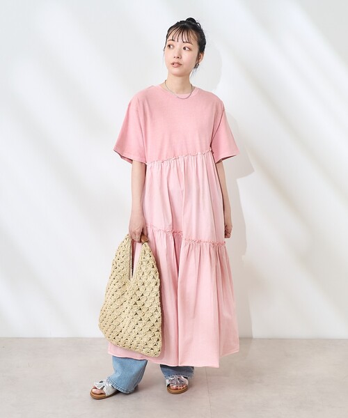 フリル付き半袖ワンピース ワンピース resort frill onepiece/リゾートフリルワンピース