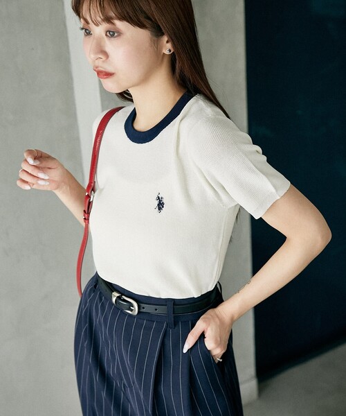 tシャツ 「U.S. POLO ASSN.」配色デザインリブロンT レディース U.S. POLO ASSN. tシャツ 「U.S. ASSN.」配色デザインリブロンT