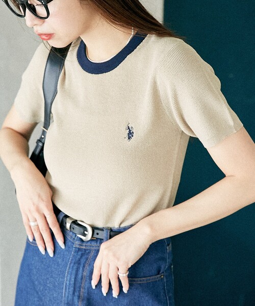 tシャツ 「U.S. POLO ASSN.」配色デザインリブロンT レディース U.S. POLO ASSN. tシャツ 「U.S. ASSN.」配色デザインリブロンT
