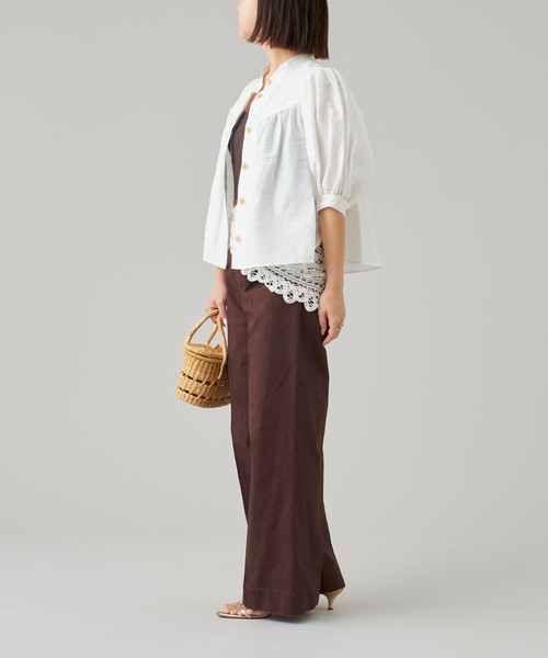 IENA LA BOUCLE ブラウス シャツ ブライトスラブパフショルダー