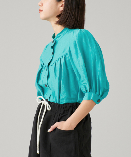 IENA LA BOUCLE ブラウス シャツ ブライトスラブパフショルダー