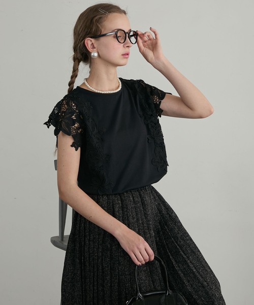 BONLECILL noir tシャツ 「BONLECILL noir」フラワーレースドッキング