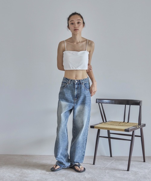 【関税込み】Miaou ブルー Paris ジーンズ feepur ジーンズ デニム デニムパンツ ストレートルーズデニム