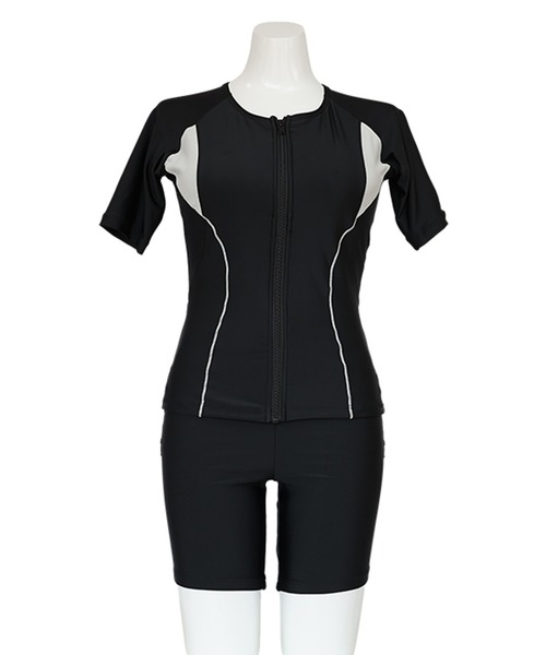 フィットネス水着　レディース　セット Lace Ladies（レースレディース） 水着 「3点セット」半袖 ジップ