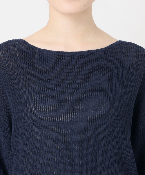 今期25SS SLOBE　IENA リネン混畦ニット　　紺　完売色 スローブ イエナ SLOBE IENA 《追加》リネン混畦ニット