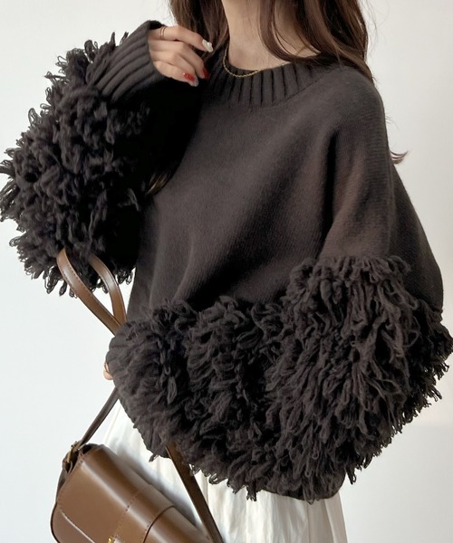 「Futier land」 長袖ニット FREE チャコールグレー レディース_画像4