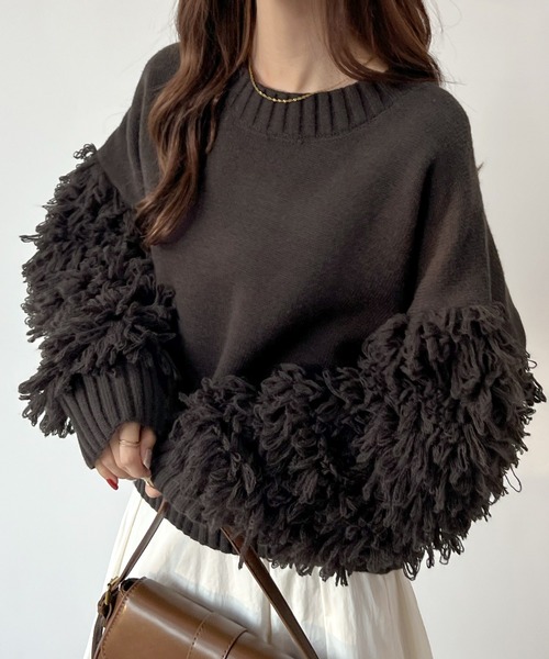 「Futier land」 長袖ニット FREE チャコールグレー レディース_画像5