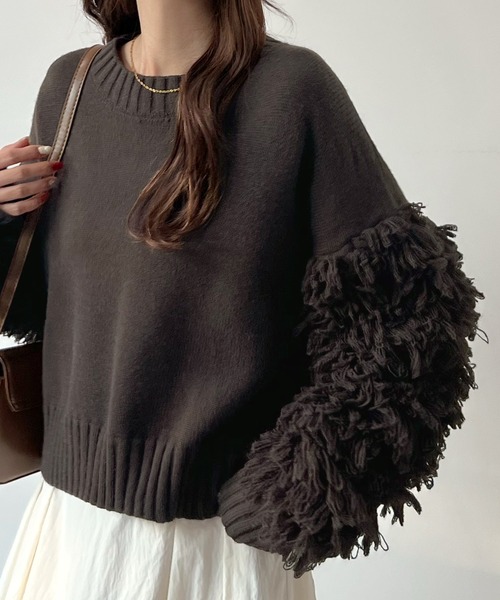 「Futier land」 長袖ニット FREE チャコールグレー レディース_画像7