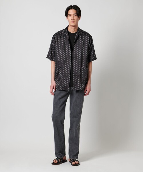 UNITED ARROWS & SONS 半袖シャツ　ブラック　Lサイズ UNITED ARROWS & SONS by MASAKI KAWASE＞ N/P HALF ZIP SS