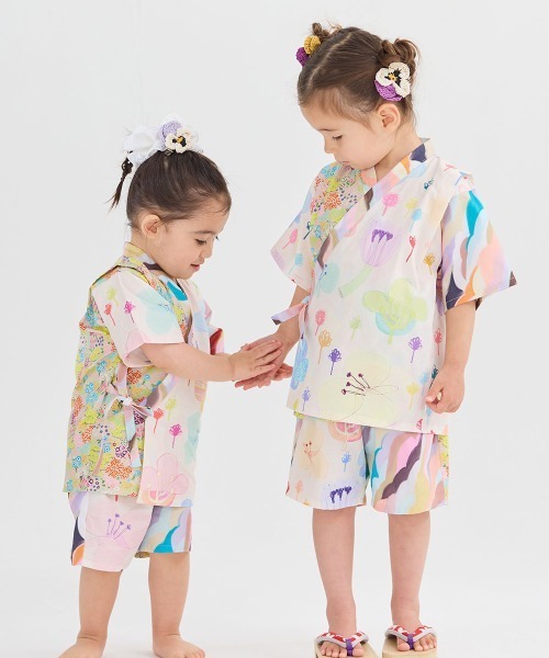 浴衣 「MOEMUSISAN X moimoln」GIRLS甚平 キッズ 子供 女の子