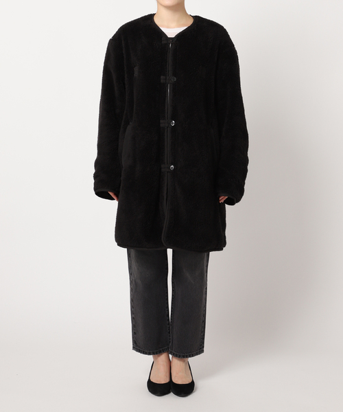 「ARMY TWILL」 ノーカラーコート FREE ブラック レディース_画像7