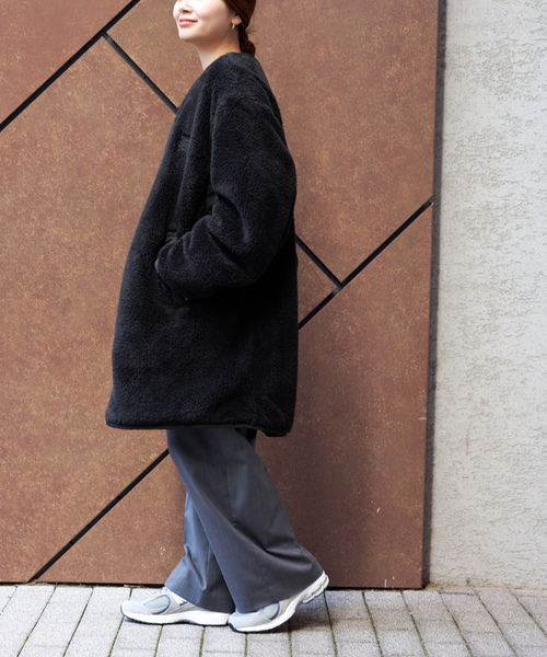 「ARMY TWILL」 ノーカラーコート FREE ブラック レディース_画像8