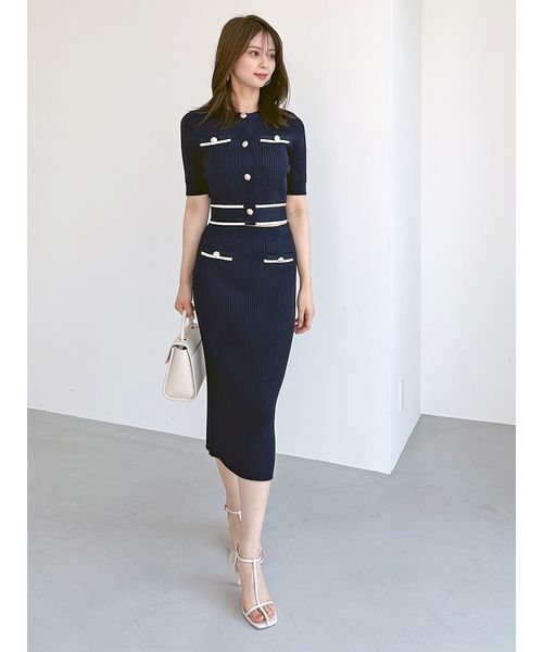 SNIDEL アイボリー タートルネックニットセットアップワンピース SNIDEL ワンピース クロシェニットセットアップ : ZOZOTOWN