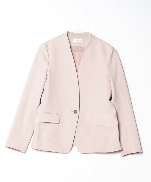 美品 プラステ ノーカラージャケット テーラードジャケット ベージュ M PLST 「PLST」 ノーカラージャケット M ベージュ レディース