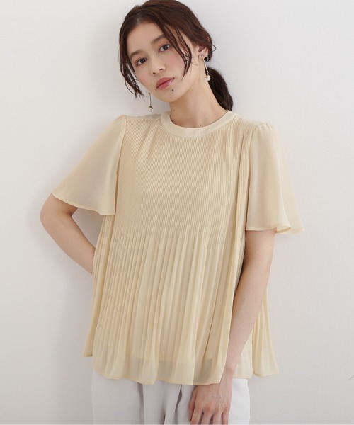「NATURAL BEAUTY BASIC」 半袖ブラウス MEDIUM イエロー レディース