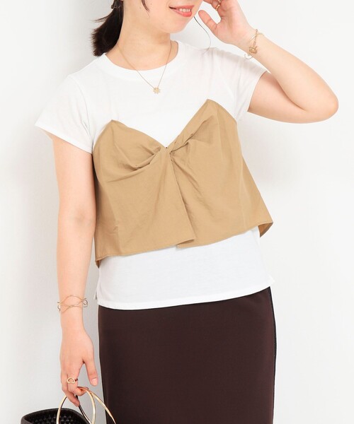 tシャツ ねじりビスチェドッキングTシャツ レディース