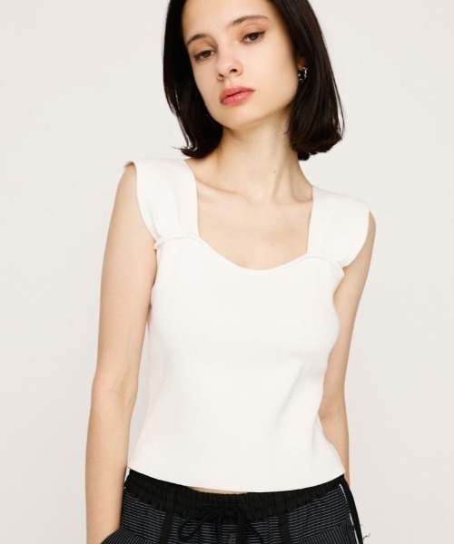 SLY タンクトップ ノースリーブ SQUARE NECK KNIT TANK スクエア