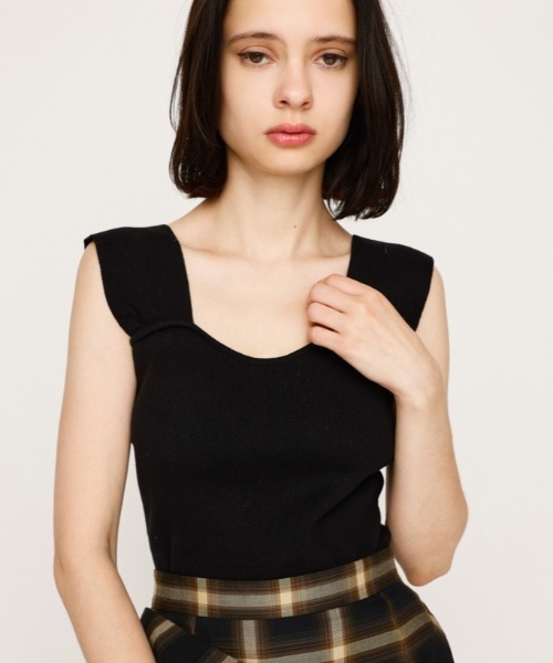 SLY タンクトップ ノースリーブ SQUARE NECK KNIT TANK スクエア
