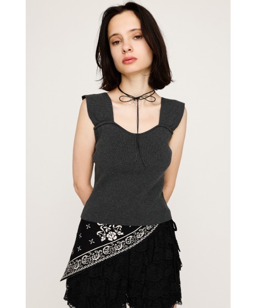 SLY タンクトップ ノースリーブ SQUARE NECK KNIT TANK スクエア