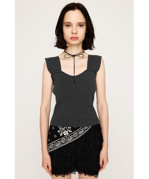 SLY タンクトップ ノースリーブ SQUARE NECK KNIT TANK スクエア