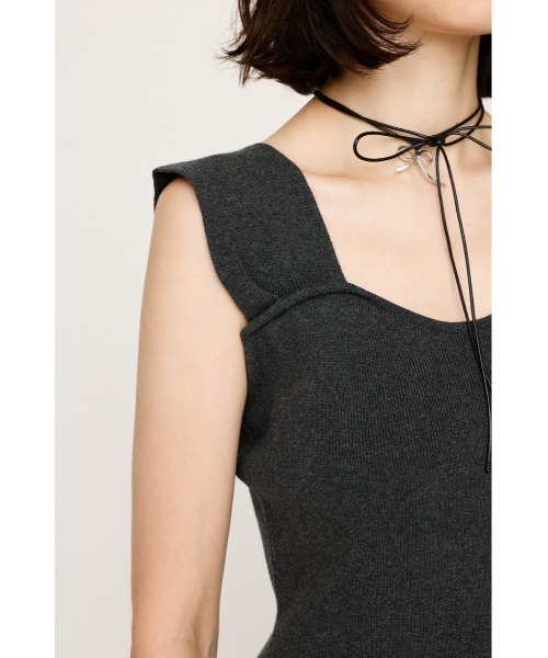 SLY タンクトップ ノースリーブ SQUARE NECK KNIT TANK スクエア