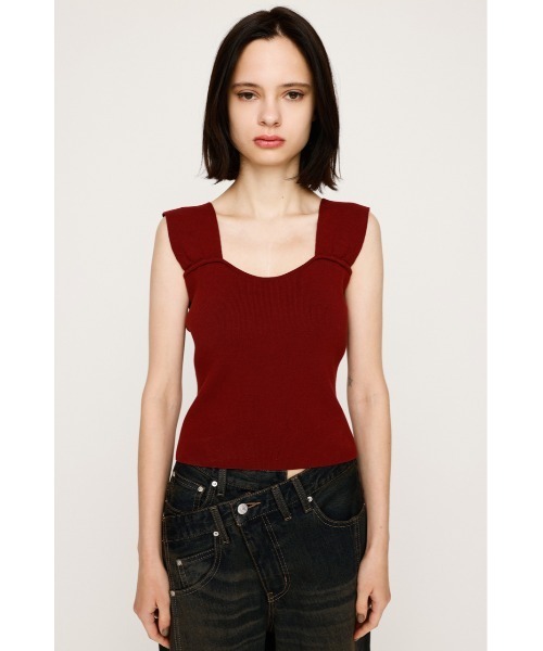 SLY タンクトップ ノースリーブ SQUARE NECK KNIT TANK スクエア