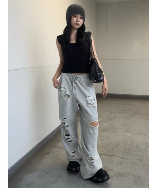 SLY（スライ） タンクトップ ノースリーブ SQUARE NECK KNIT TANK