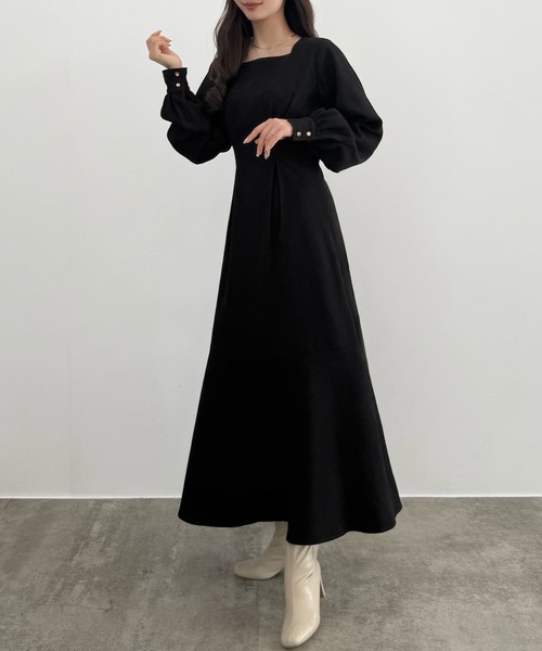 WAAC ワック　ジップアップワンピース　ブラック　XS high neck half zip up sweat one piece / black [3size] （ハイネック