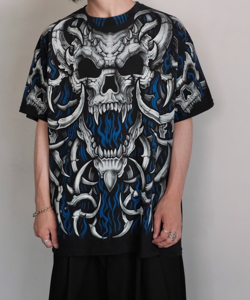 00s LIQUID BLUE ダースモール BIG FACE Tシャツ L美品 tシャツ LIQUID BLUE リキッドブルー / ”SKULL”TEE メンズ レディース